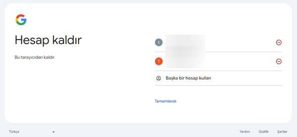 gmail hesabını cihazdan kaldırma